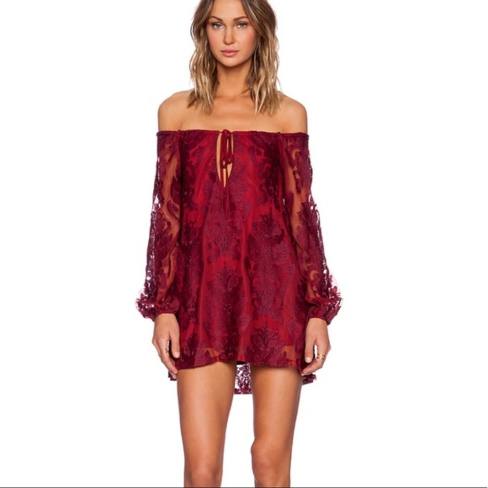 For Love & Lemons Sangria Mini Dress Off Shoulder